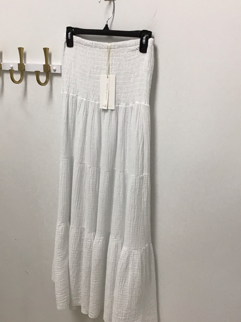 Italian Milano gauze White Tiered Maxi Skirt - Unsure Brand